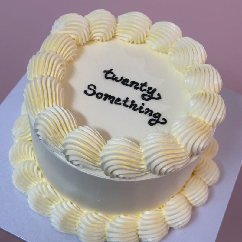 The Hand Piped Message Vintage Round Cake